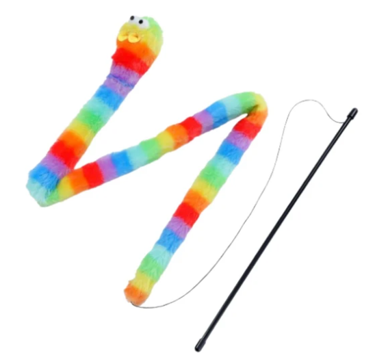 Rainbow Worm Wand Cat Toy